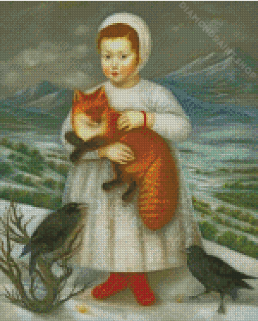 Woman And Her Animals Friends Diamond Painting