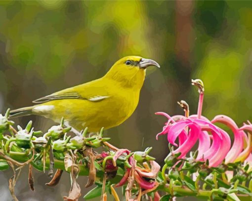 Yellow Hawaiian Honeycreeper Diamond Painting