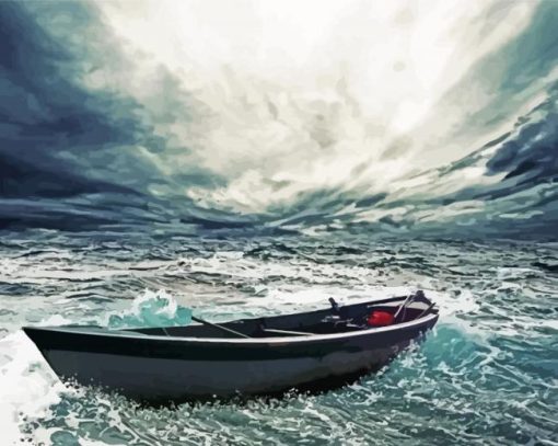 Abandoned Boat In Storm Diamond Painting