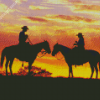 Aesthetic Western Couple Silhouette At Sunset Diamond Painting