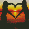 Besties Silhouette Sunset Diamond Painting