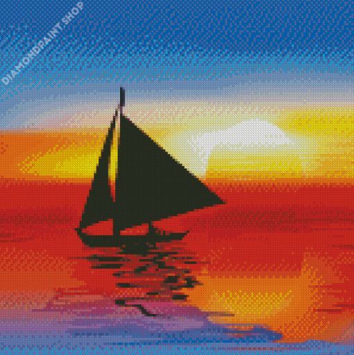 Boat Landscape Silhouette Diamond Painting