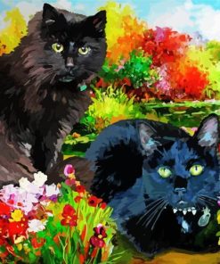 Cats In A Garden Diamond Painting