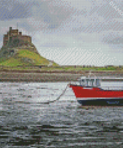 Holy Island Lindisfarne Castle And Boat Diamond Painting