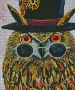 Owl With Top Hat Diamond Painting