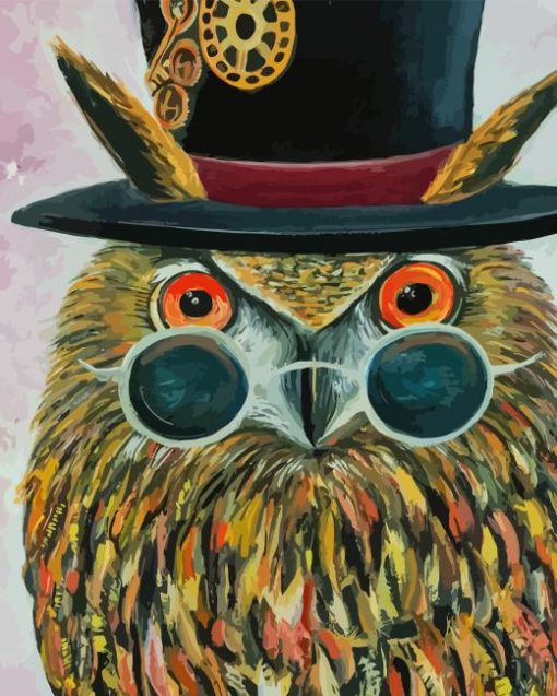 Owl With Top Hat Diamond Painting