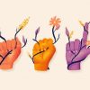 Sign Language Hands With Plants Diamond Painting