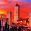 Sunset At San Gimignano Diamond Painting