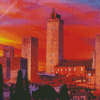 Sunset At San Gimignano Diamond Painting