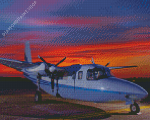 Twin Commander Aircraft At Sunset Diamond Painting