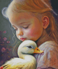 Adorable Girl And Duck Diamond Painting