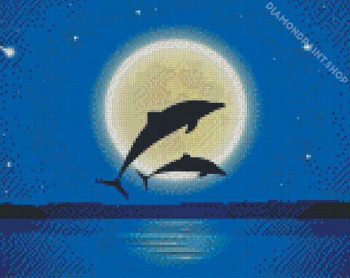 Aesthetic Dolphins At Night Diamond Painting