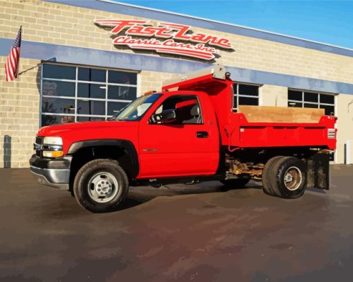 Chevrolet Red Dump Truck Diamond Painting