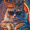 King Cat With Glasses Diamond Painting