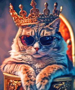 King Cat With Glasses Diamond Painting