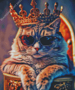 King Cat With Glasses Diamond Painting