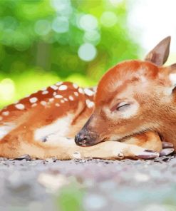 Sleepy Resting Deer Diamond Painting