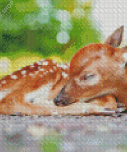 Sleepy Resting Deer Diamond Painting