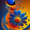 Blue And Orange Flower Diamond Painting