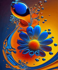 Blue And Orange Flower Diamond Painting