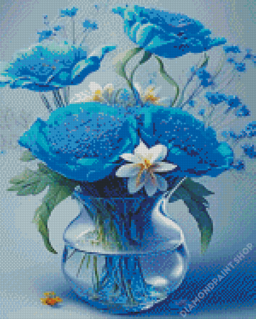 Blue Flowers Diamond Painting