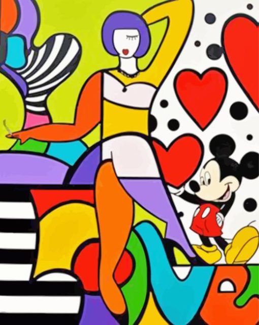 Cubism Lady And Mickey Diamond Painting