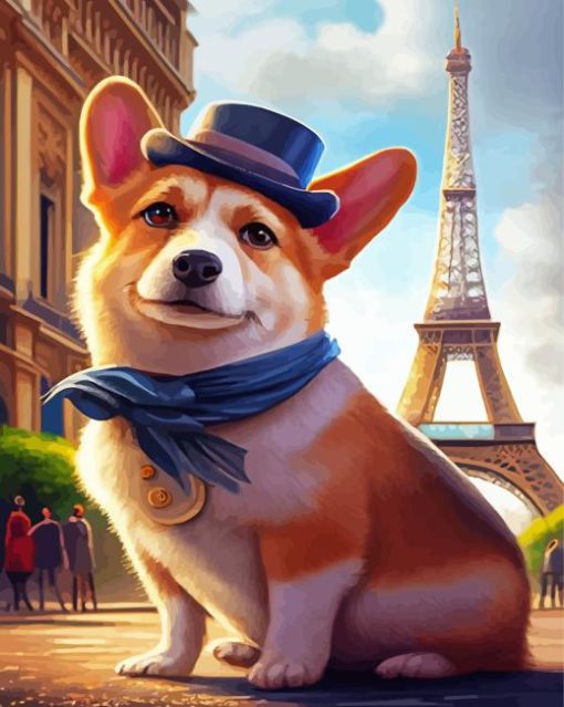 Dog In Paris Diamond Painting