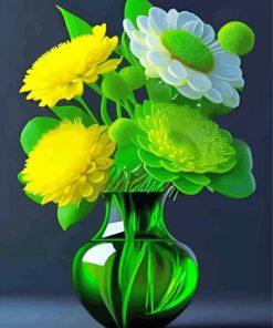 Green Flowers Diamond Painting