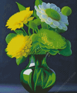 Green Flowers Diamond Painting