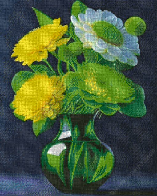 Green Flowers Diamond Painting