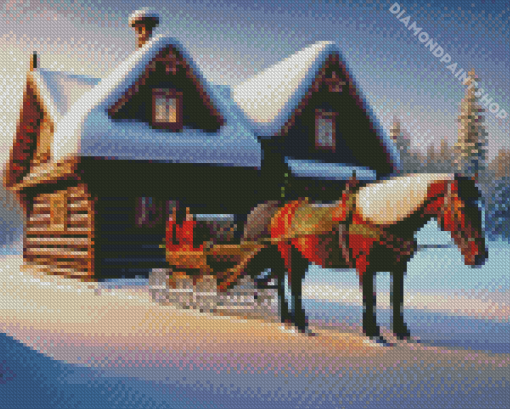 Horse And Wagon Diamond Painting