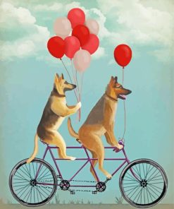 Tandem Bike Dogs Diamond Painting