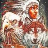 Aesthetic Wolf And Indian Chief Diamond Painting