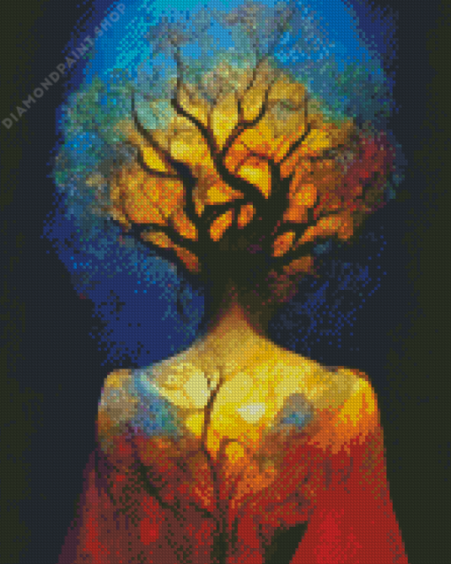 Fantasy Woman Of Tree Of Life Diamond Painting art