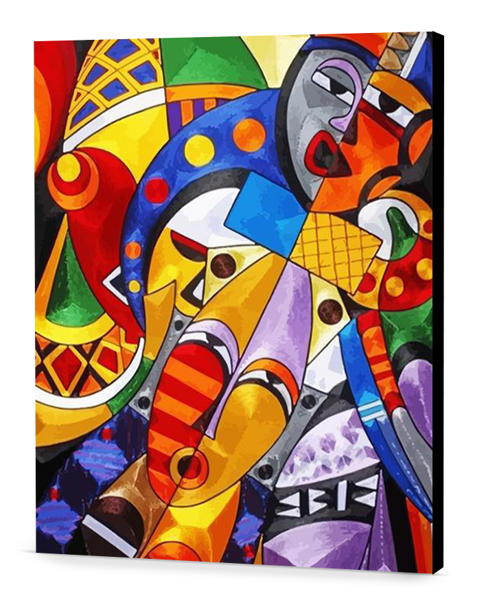 Abstract African Faces easel