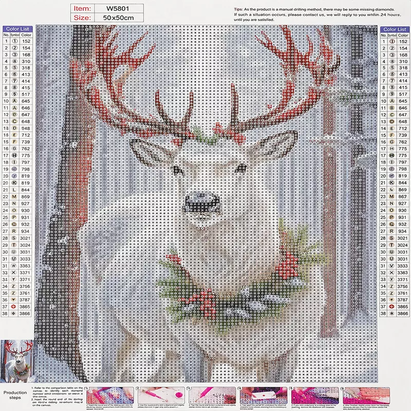 Blank printed 5D diamond painting canvas before starting